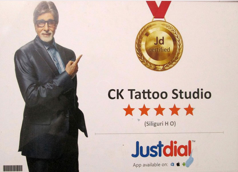 Awarded By Justdial as Best Tattoo Studio In Siliguri